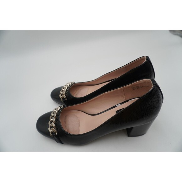 Jones New York Black Korsa Block Heel Pumps Chain Accent Round Toe Office Size 7 - Picture 5 of 10